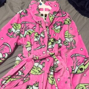 Star Wars Pink Kids Robe with Green Character Print